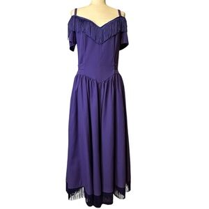 Western Collection USA Vintage Rodeo Cowgirl Musical Theatre Maxi Dress Fringe M